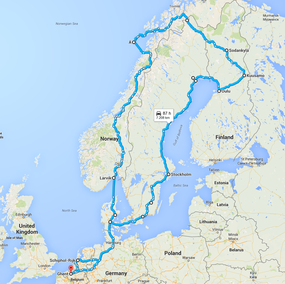 Scandinavian trip map