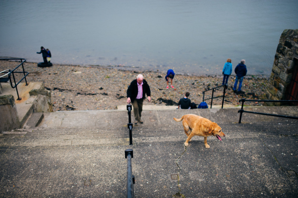 Walking the old man, obviously