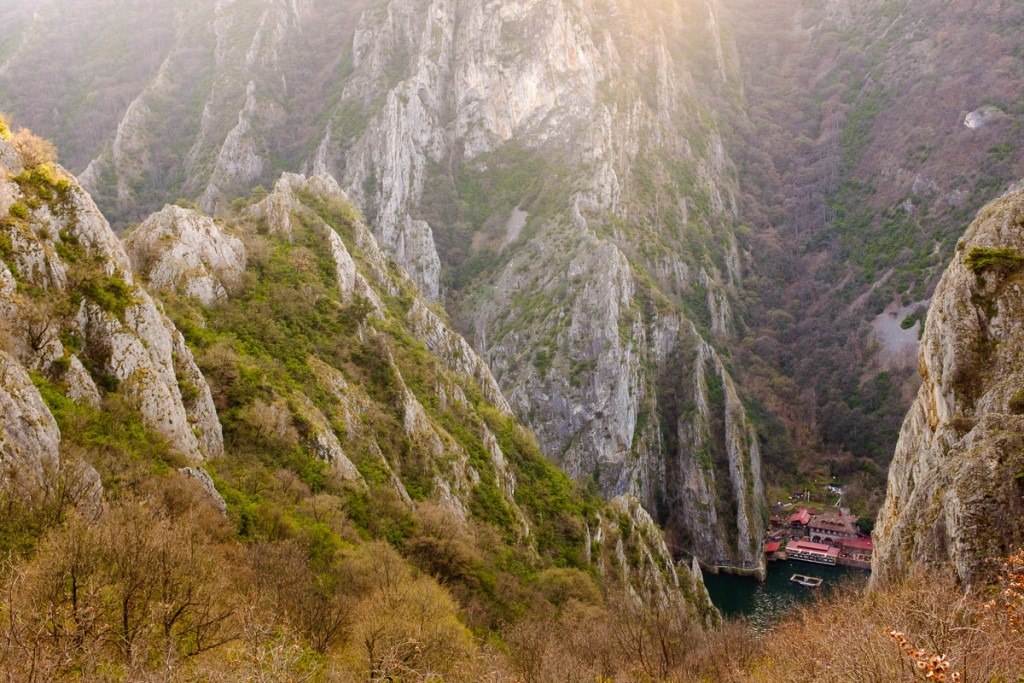 Looking down at lake matka